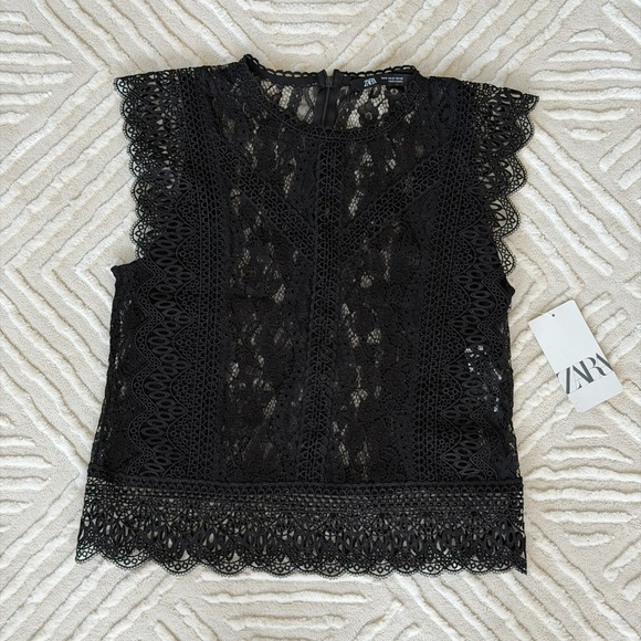 NWT Zara Black Lace Top - Picture 11 of 16